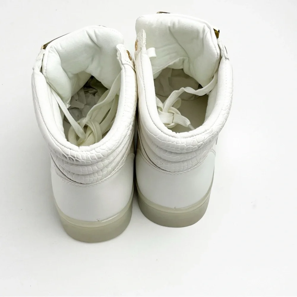 BEBE SPORT Keene White Faux Croc Embossed Lace Up High Top Sneakers Size 8 Y2K - Picture 12 of 14